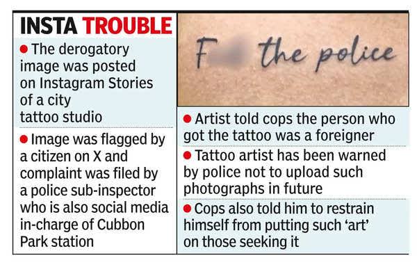 पोलिसांचा अपमान करणारा टॅटू काढला छातीवर; F*** the police : Artist in hot water for posting abusive tattoo on Instagram