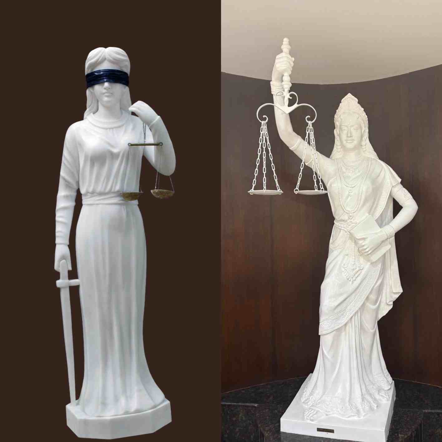 भारतात आता 'अंधा कानून' नसेल. Supreme Court's saree-clad 'Lady Justice' has a new look and it says volumes